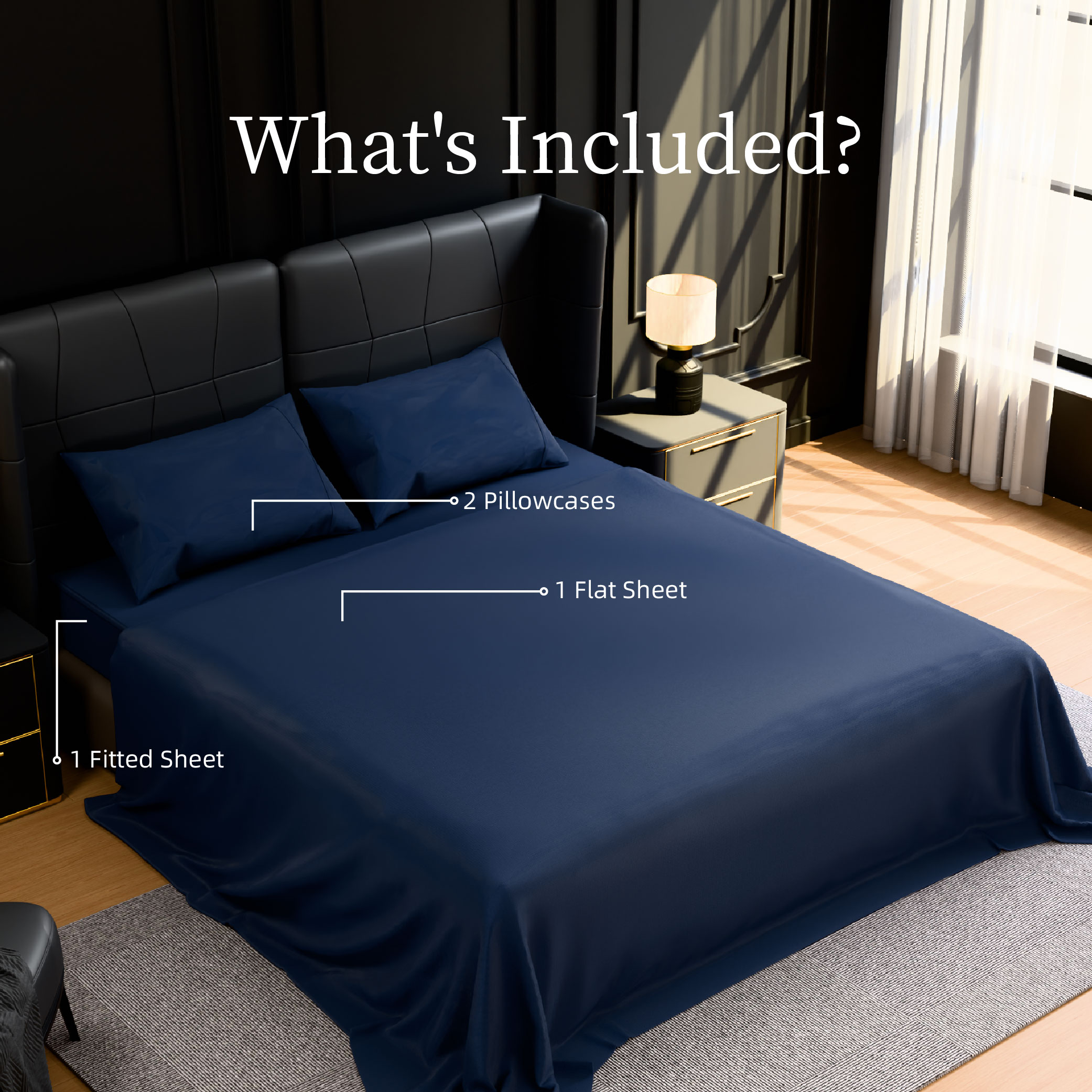 Bedding King Bed Sheets Set - 4 Piece Bedding - Brushed Microfiber - Shrinkage And Fade Resistant - Easy Care (King, Navy Blue)_voghion.com